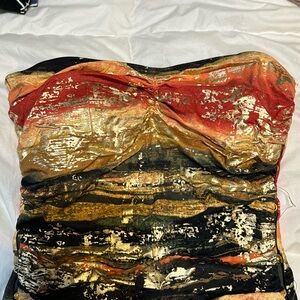 Colorful one piece, strapless swimsuit